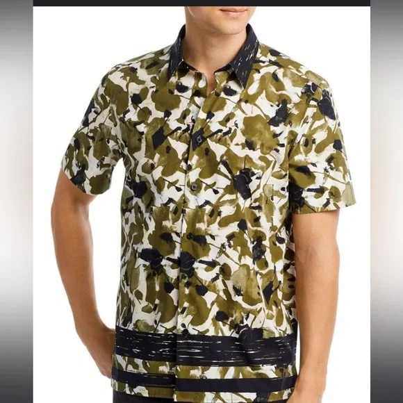 HUGO BOSS RELAXED-FIT SHIRT IN ABSTRACT FLORAL-PRINT COTTON POPLIN Size L - NWT - Picture 3 of 5